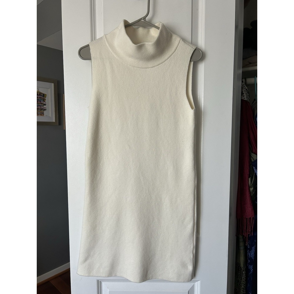 Burgess NWT Paris Mock Neck Sweater Dress Cotton Cashmere Sleeveless Size Small